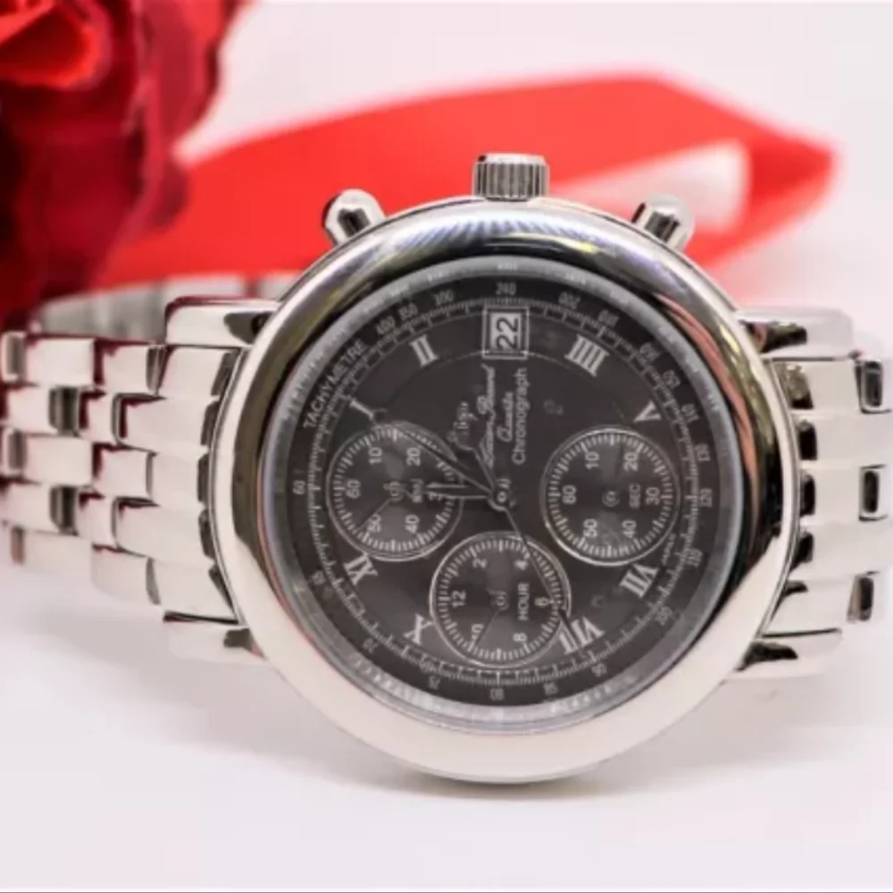 Lucien Piccard Men's Watch Chronograph Charcoal Dial Tachymeter 26499GY